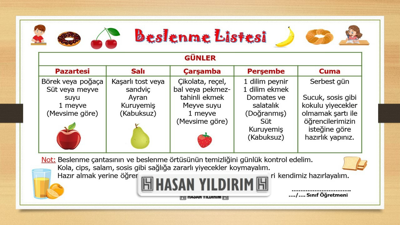 Beslenme Listesi (Word ve PDF)