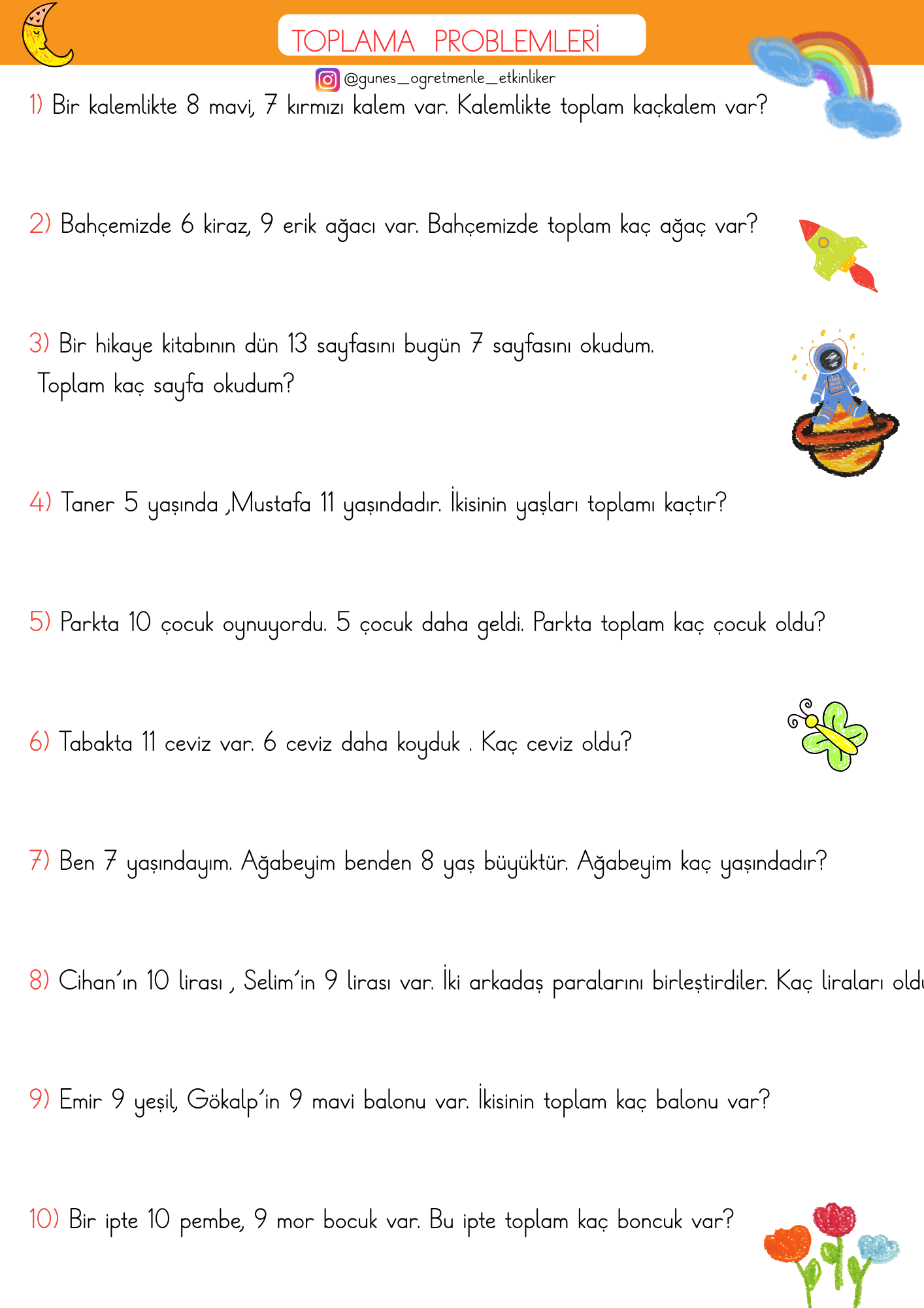 1.Sınıf Karışık Problemler