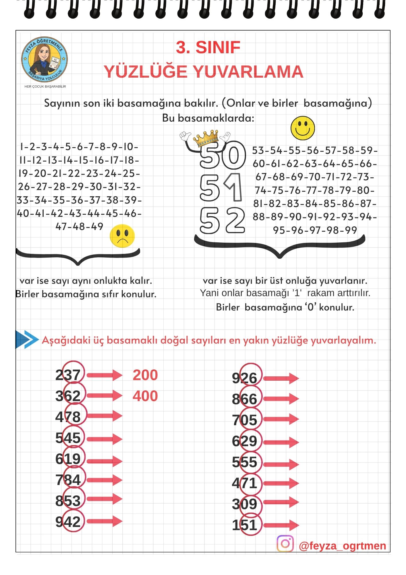 3. Sınıf Yüzlüğe Yuvarlama Etkinliği