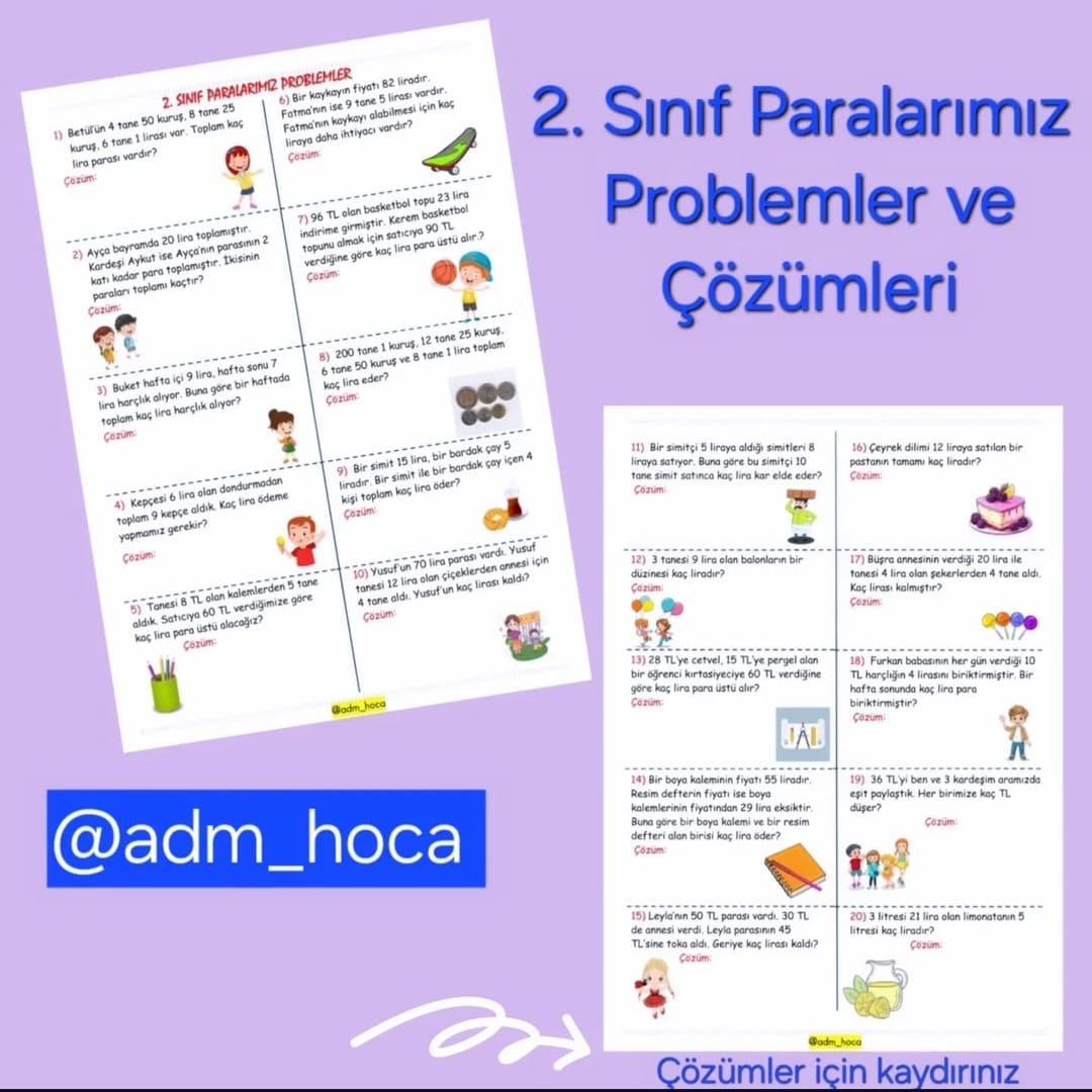 2. Sınıf Matematik Paralarımız Problemleri ve Çözümleri