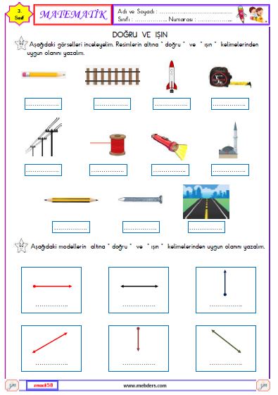 3. Sınıf Matematik Doğru ve Işın Etkinliği