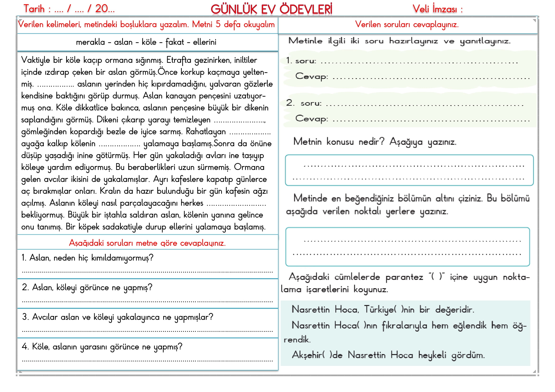 2.Sınıf - 12 Aralık 2025 Günlük Ev Ödevleri