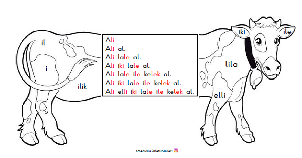 1.Sınıf İlk Okuma Yazma (İ-i Sesi) İnek Katla-Oku Boya Etkinliği