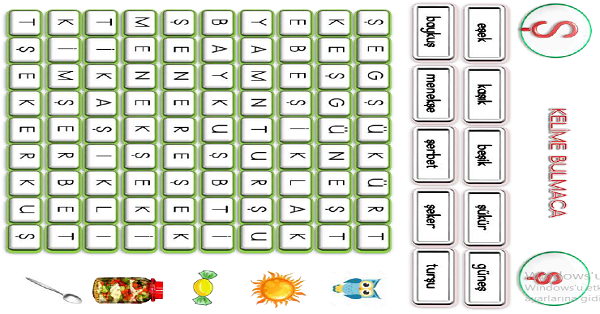 1.Sınıf İlk Okuma Yazma Gg-Şş Sesi Kelime Bulmaca Etkinliği