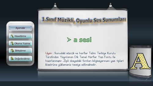 1.Sınıf İlkokuma Müzikli, Animasyonlu a Sesi Sunusu