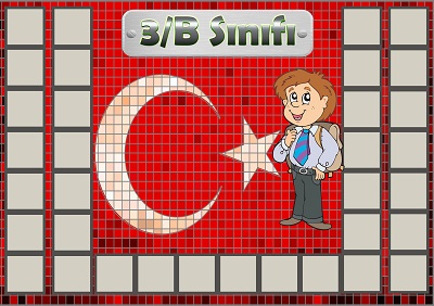 Model 54, 3B şubesi için Türk bayraklı fotoğraf eklemeli kapı süslemesi - 34 öğrencilik