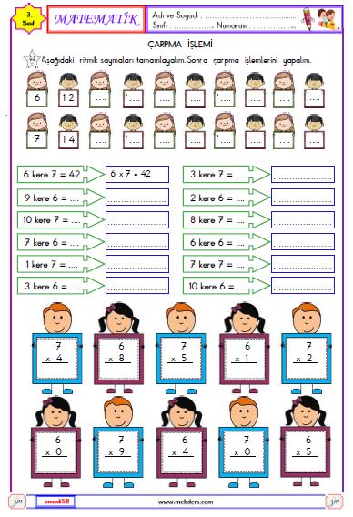 3. Sınıf Matematik Çarpma İşlemi Etkinliği 8