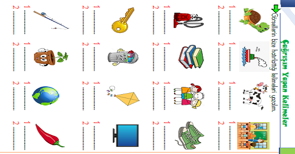 1.Sınıf Türkçe Sözcükte Çağrışım Yapan Kelimeler-3