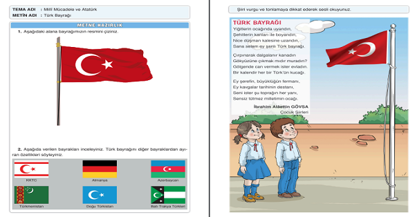 4. Sınıf Türkçe Ada Yayınları Türk Bayrağı Metni Etkinlik Cevapları