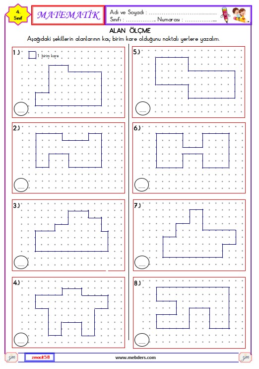 4. Sınıf Matematik Alan Ölçme Ettkinliği 4