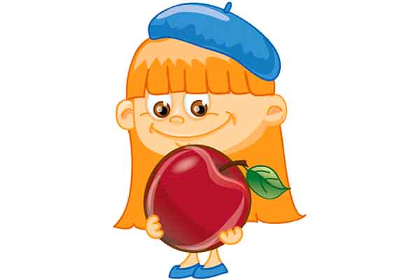 Clipart elmalı kız çocuk resmi