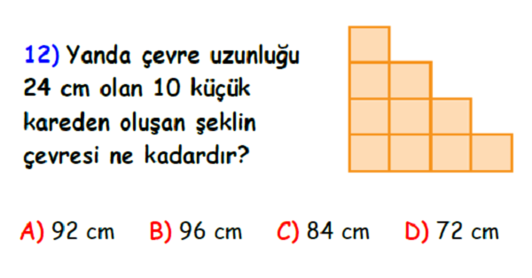 4.Sınıf Matematik Çevre Ölçme -Yaprak Test-2