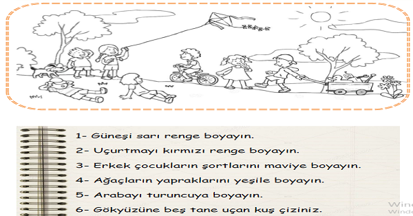 1.Sınıf Türkçe Yönergeler Etkinliği (Oku-Anla-Boya-Çiz) 2