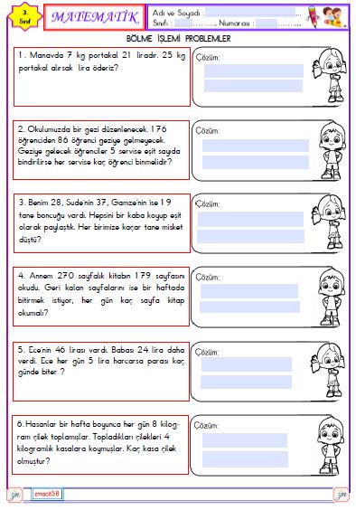 3.Sınıf Matematik Bölme İşlemi Problemler 7