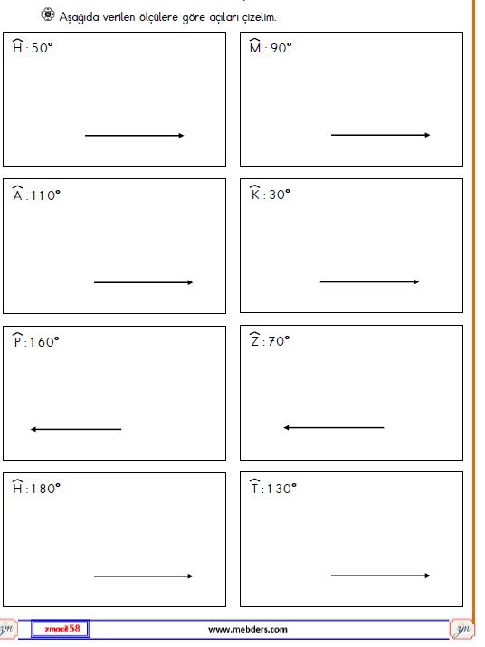 4. Sınıf Matematik Açı Etkinliği 10