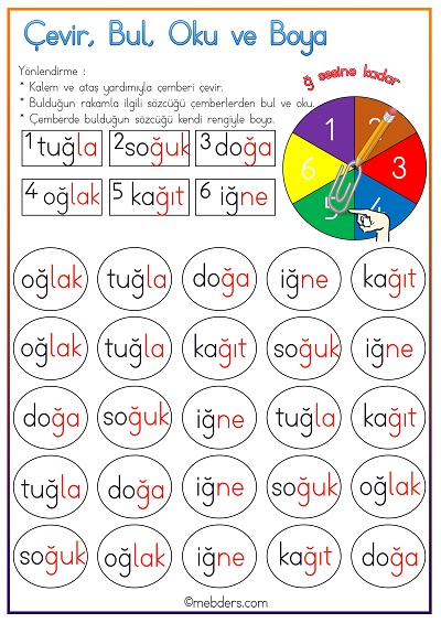 Çevir, Bul, Oku ve Boya Etkinliği - Ğ Sesine Kadar