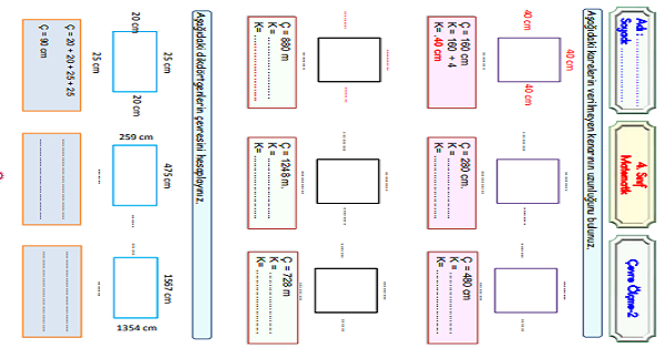 4.Sınıf Matematik Çevre Ölçme (Kare ve Dikdörtgenin Çevre Uzunluklarını Bulma)-2
