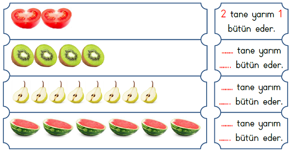 1.Sınıf Matematik Kesirler (Bütün-Yarım)-2