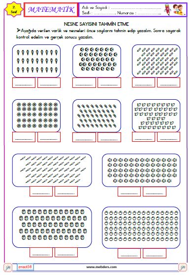 2. Sınıf Matematik Nesne Sayısını Tahmin Etme Etkinliği