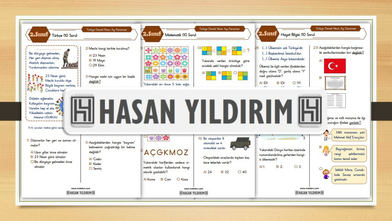 2.Sınıf Nisan Ayı Deneme Sınavı (PDF)