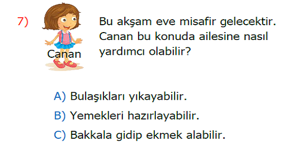 3.Sınıf Hayat Bilgisi Evdeki Görev ve Sorumluluklarım Kazanım Testi