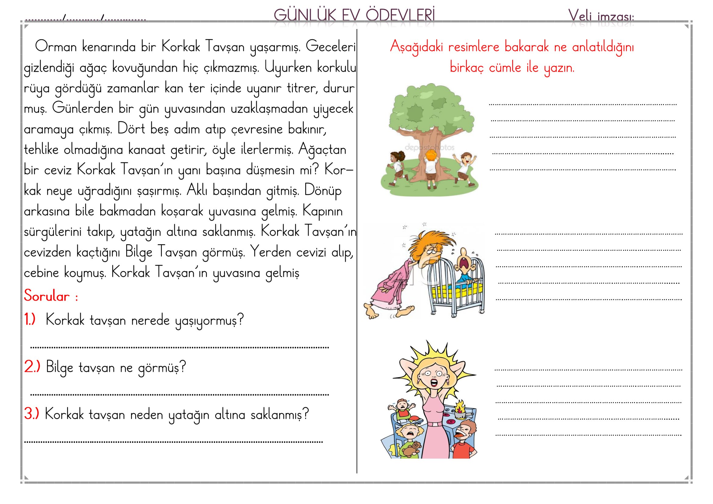 1.Sınıf - 06 Nisan 2026 Günlük Ev Ödevleri