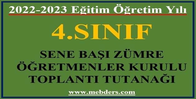 2022-2023 4.Sınıflar Sene Başı Zümre Toplantı Tutanağı