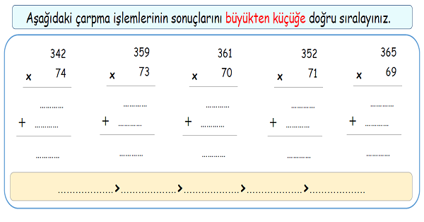 4.Sınıf Matematik Çarpma İşlemi Alıştırmalar-2