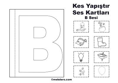 1.Sınıf İlk Okuma Kes Yapıştır Ses Kartı - B Sesi