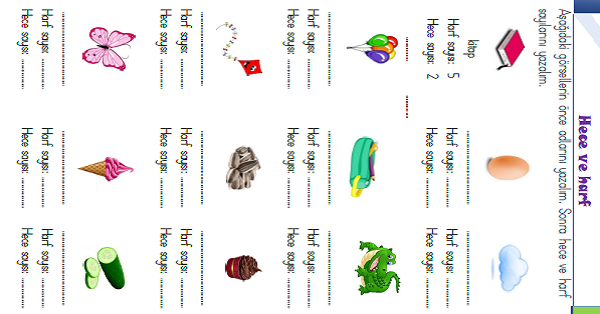 1.Sınıf Türkçe Harf ve Hece Etkinliği-2