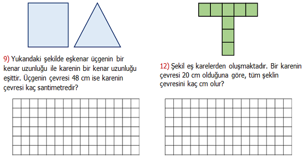 4.Sınıf Matematik Çevre Uzunlukları ile İlgili Problemler 4 (Çevre Problemleri)