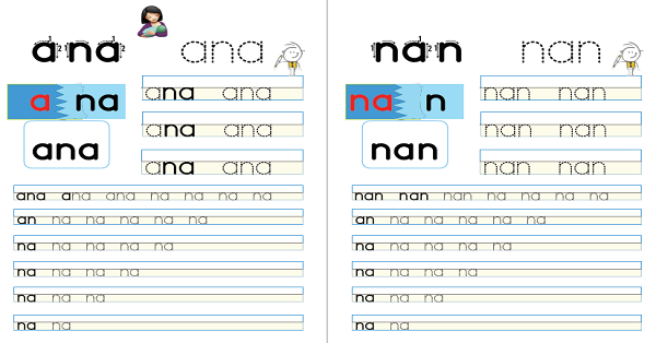 1. Sınıf İlk Okuma Yazma N-n Sesi Hece Çalışması (an - na - ana - nan )