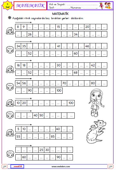 2. Sınıf  Matematik  Ritmik Saymalar Etkinliği 1