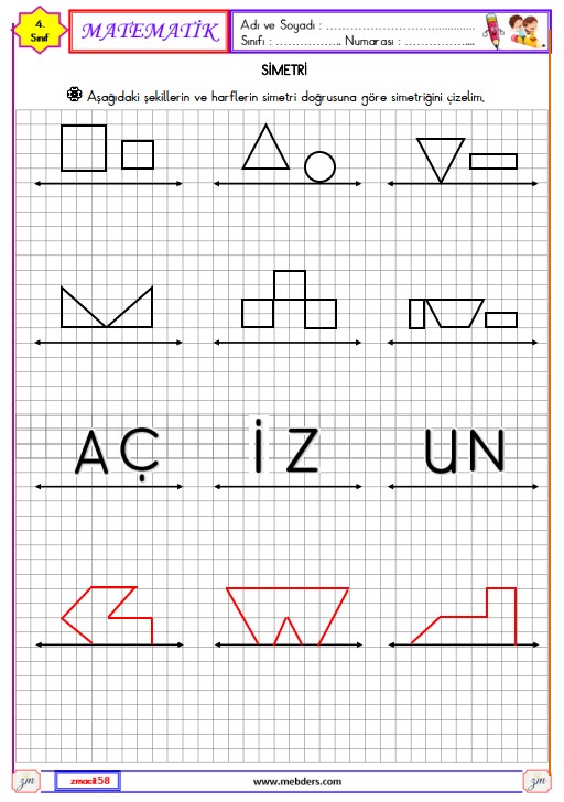 4. Sınıf Matematik Simetri Etkinliği 4