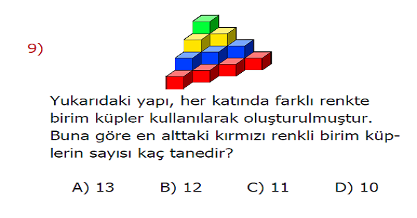 4.Sınıf Matematik Modellere Uygun Yapılar Oluşturma Kazanım Testi