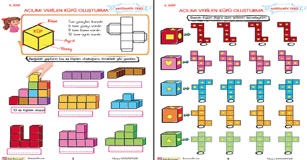 4. Sınıf Matematik Küpün Açınımı Etkinliği 4 Sayfa