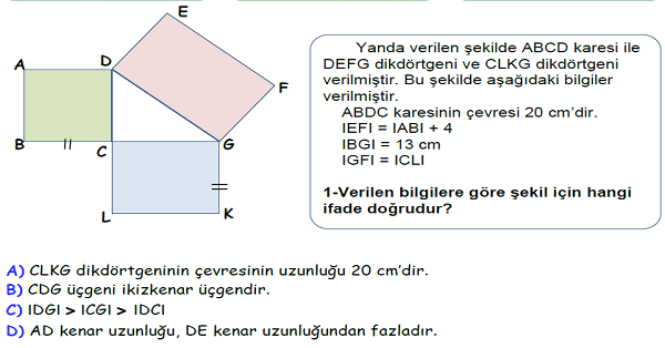 4.Sınıf Matematik Geometrik Cisimler ve Şekiller Yeni Nesil Sorular