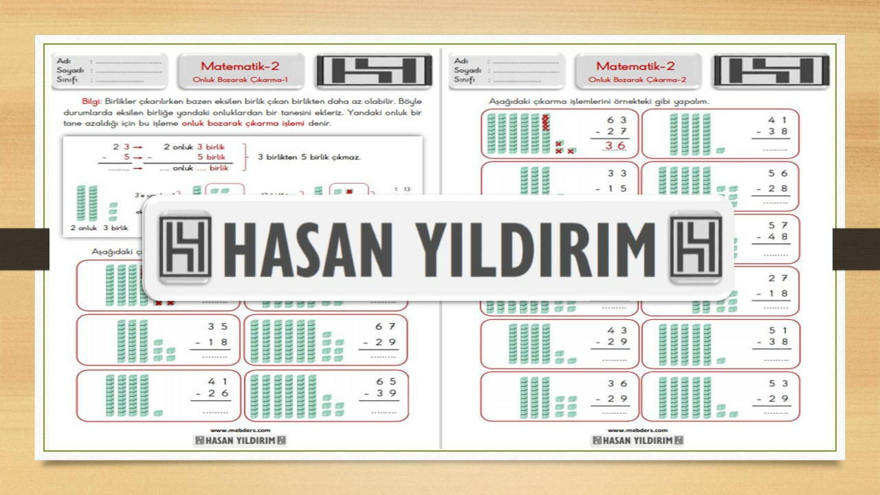 2.Sınıf Matematik Onluk Bozarak Çıkarma Çalışma Sayfaları