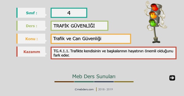 4.Sınıf Trafik Güvenliği Trafik ve Can Güvenliği Sunusu