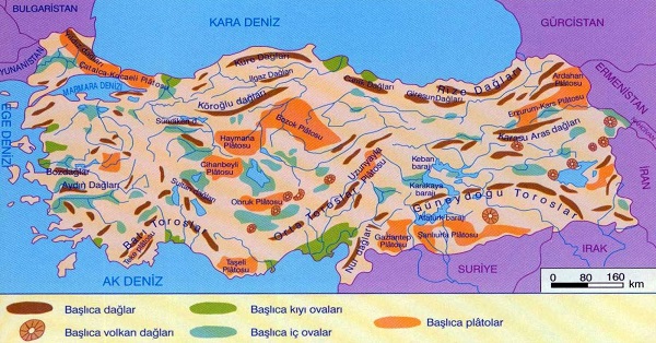 Türkiye Dağ, Ova ve Plato Haritası