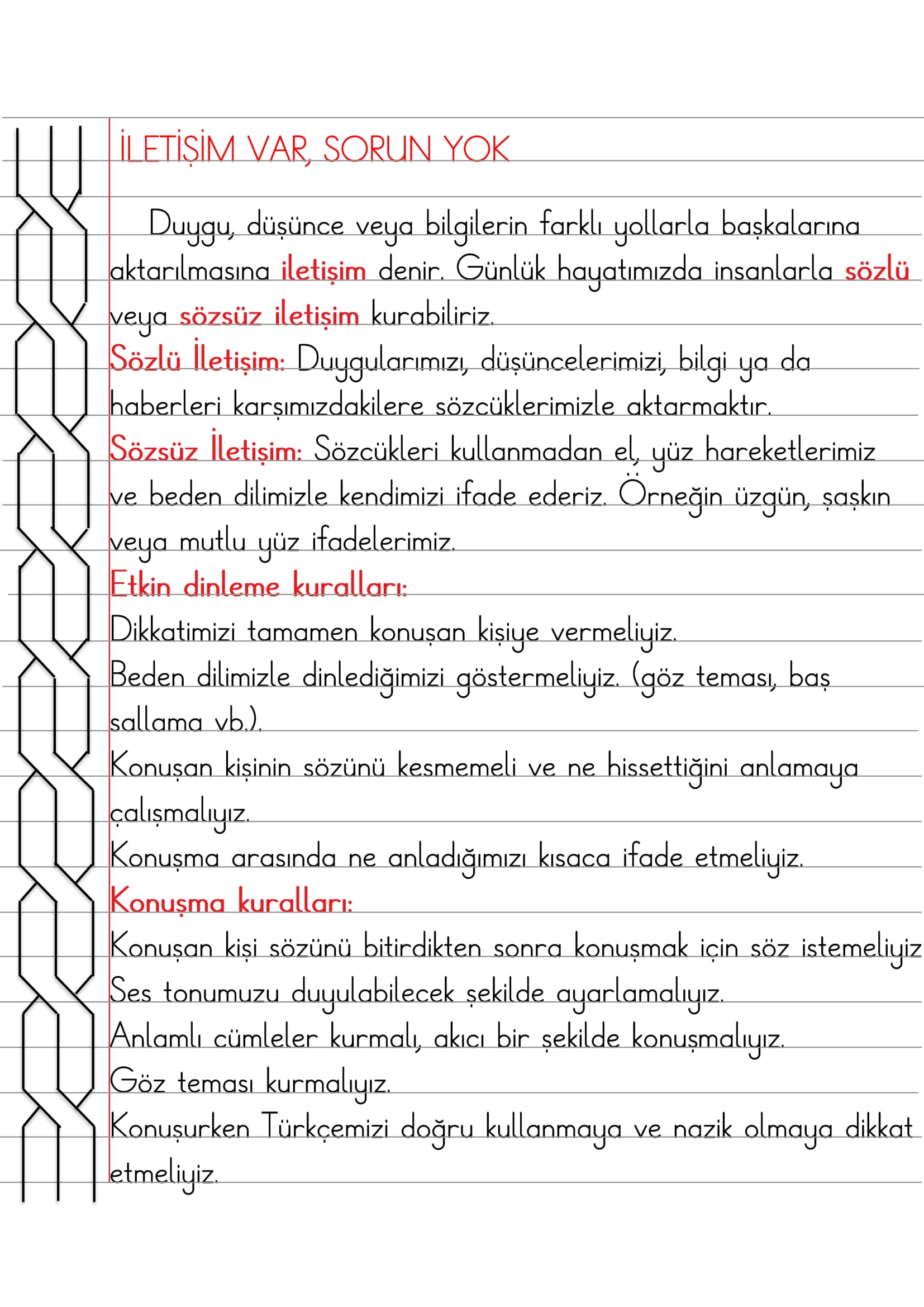 2.Sınıf - Hayat Bilgisi İletişim Var, Sorun Yok Defter Özeti