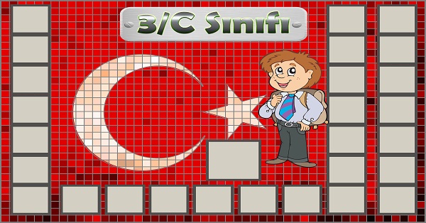 Model 54, 3C şubesi için Türk bayraklı fotoğraf eklemeli kapı süslemesi - 27 öğrencilik