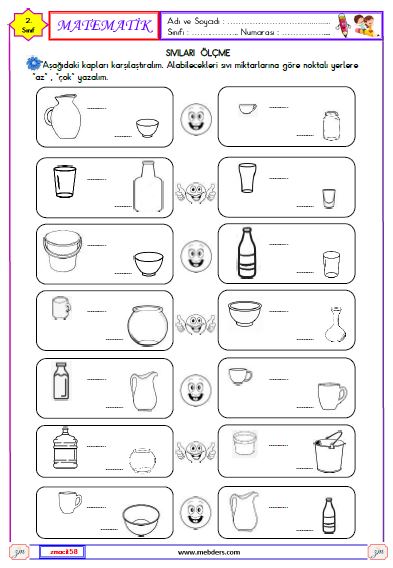 2. Sınıf Matematik Sıvıları Ölçme Etkinliği 4