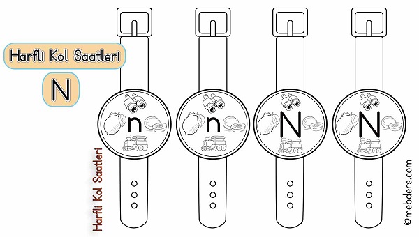 1.Sınıf İlkokuma Harfli Kol Saatleri - N Harfi