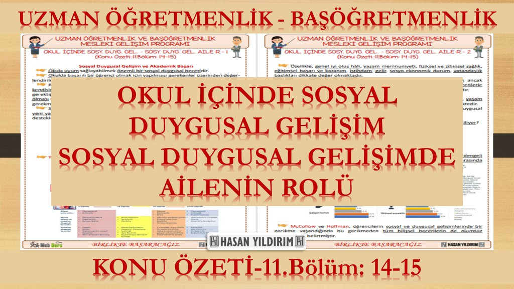 Okul İçinde Sosyal Duygusal Gelişim - Sosyal Duygusal Gelişimde Ailenin Rolü (Konu Özeti-11. Bölüm: 14-15)