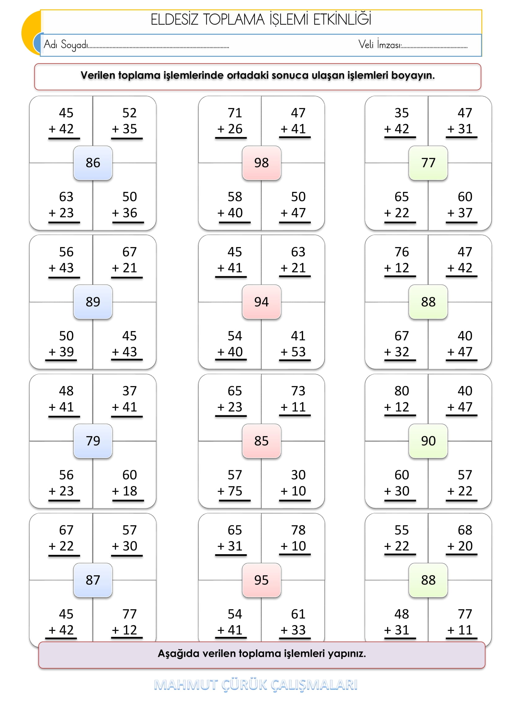 2.Sınıf - Matematik - Eldesiz Toplama İşlemleri - 2