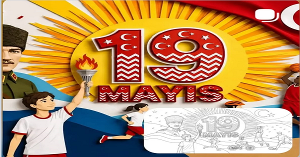 19 Mayıs Pano Çalışması Renkli A4 Boyutunda 10 Parça