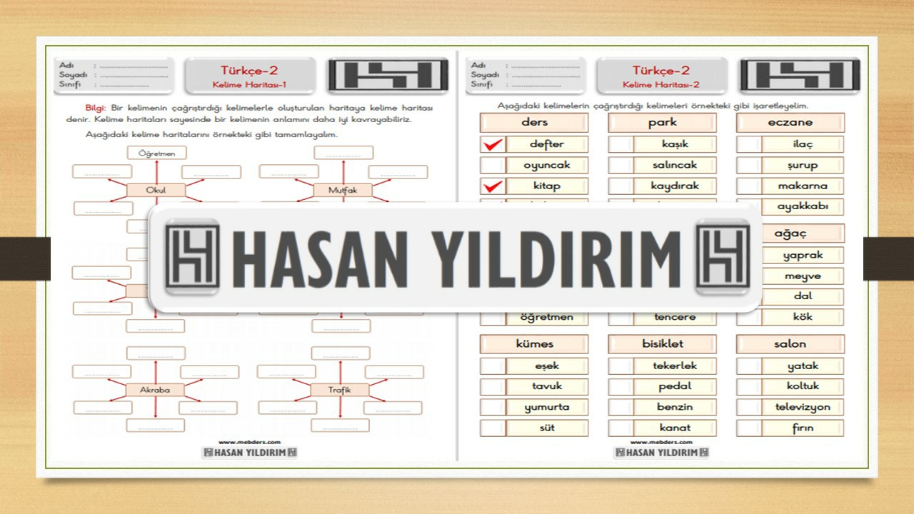 2.Sınıf Türkçe Kelime Haritası Çalışma Sayfaları