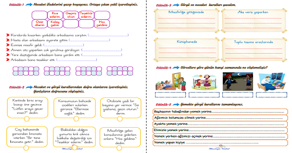 2. Sınıf Hayat Bilgisi Toplumda Nezaket ve Görgü Kuralları Etkinliği