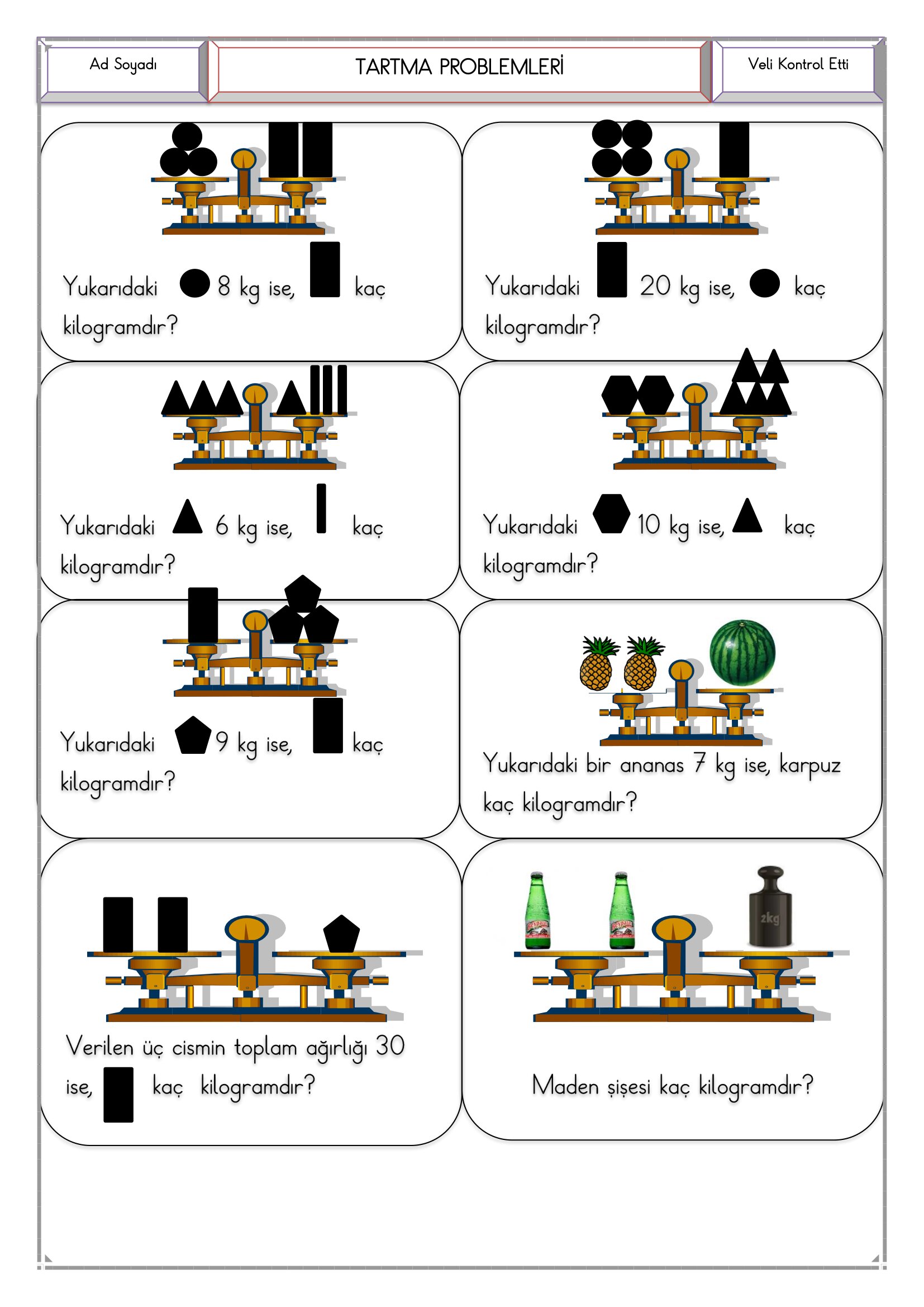 2.Sınıf - Matematik Tartma Problemleri-1